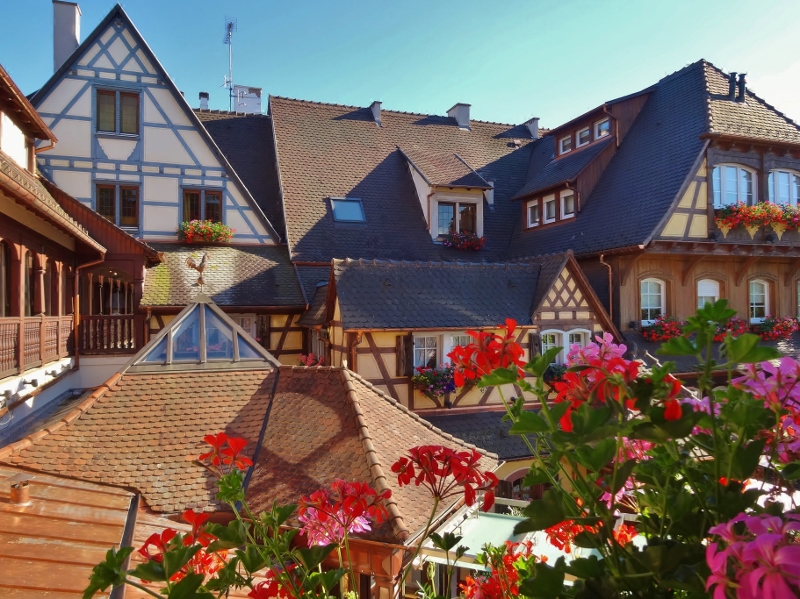 A view across Le Parc rooftops from one corner of our turret